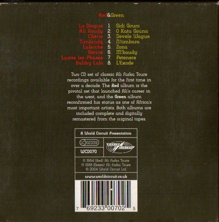 ALI FARKA TOURE - RED & GREEN (2004) - 2CD + BOOKLET CARDBOARD SLIPCASE AFRICAN FOLK BLUES 2.EL
