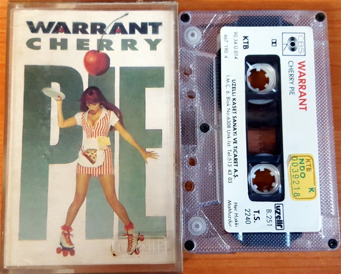 WARRANT - CHERRY PIE (1990) UZELLI CASSETTE MADE IN TURKEY ''USED'' PAPER LABEL