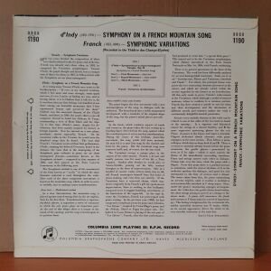 D'INDY: SYMPHONY ON A FRENCH MOUNTAIN SONG / FRANCK: SYMPHONIC VARIATIONS / ALDO CICCOLINI, ANDRE CLUYTENS (1954) - LP 2.EL PLAK