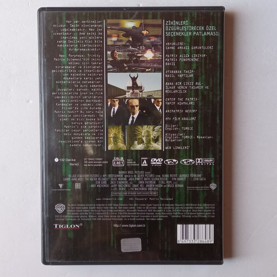 MATRIX RELOADED - KEANU REEVES, LAURENCE FISHBURNE, CARRIE ANNE MOSS - 2DVD 2.EL
