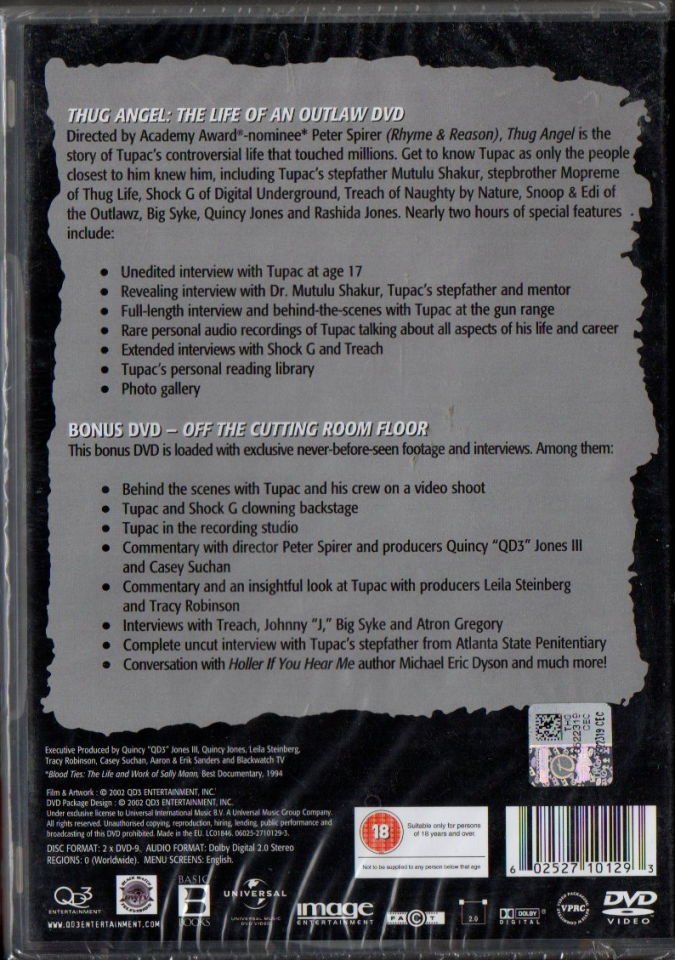 2PAC / TUPAC SHAKUR - THUG ANGEL: THE LIFE OF AN OUTLAW FILM (2002) - 2xDVD AMBALAJINDA SIFIR