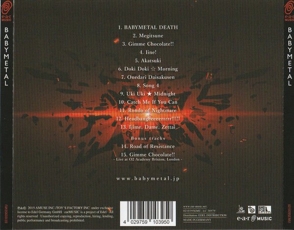 BABYMETAL – BABYMETAL (2015) - CD JEWEL CASE AMBALAJINDA SIFIR