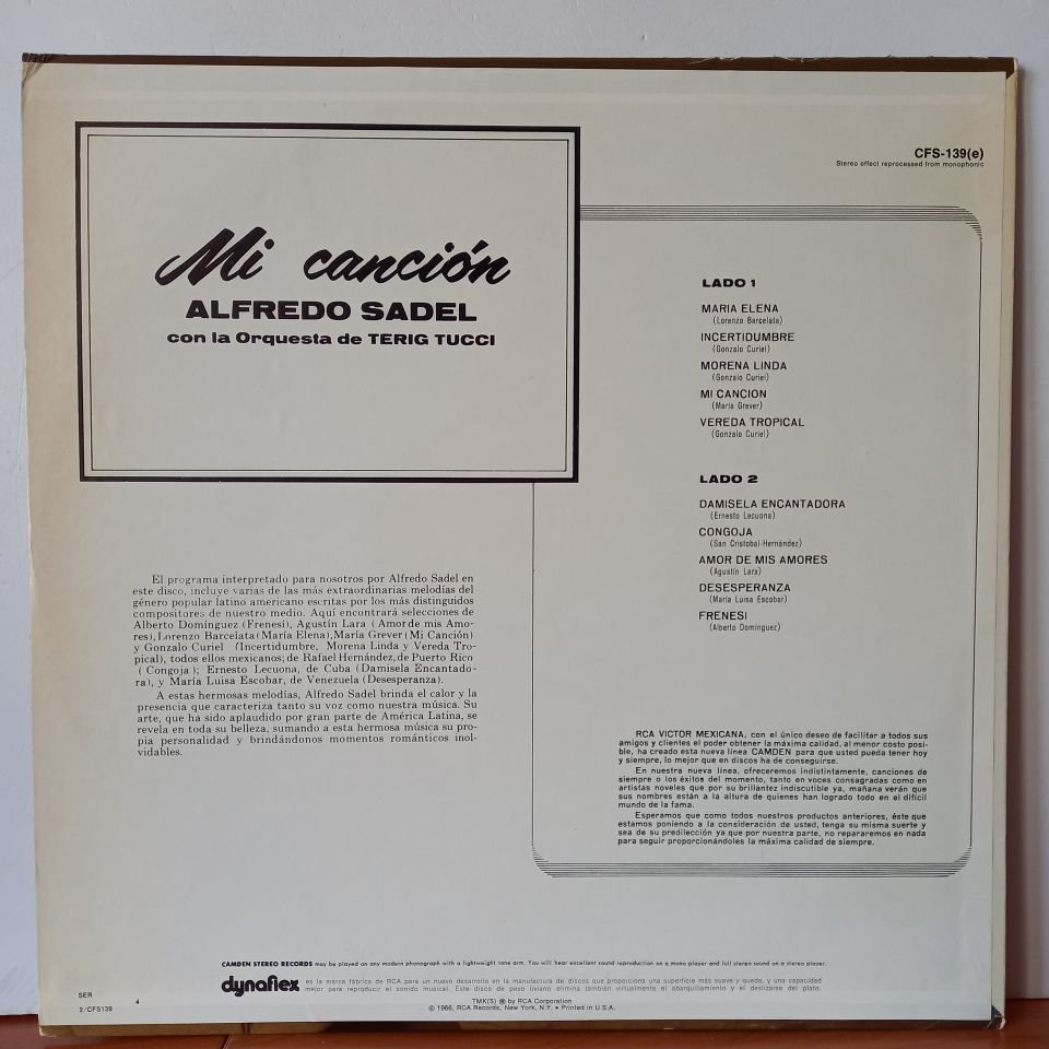 ALFREDO SADEL – MI CANCION (1966) - LP  2.EL PLAK