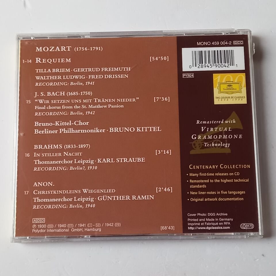 MOZART: REQUIEM - BERLINER PHILHARMONIKER, BRUNO KITTEL (1998)  - CD 2.EL