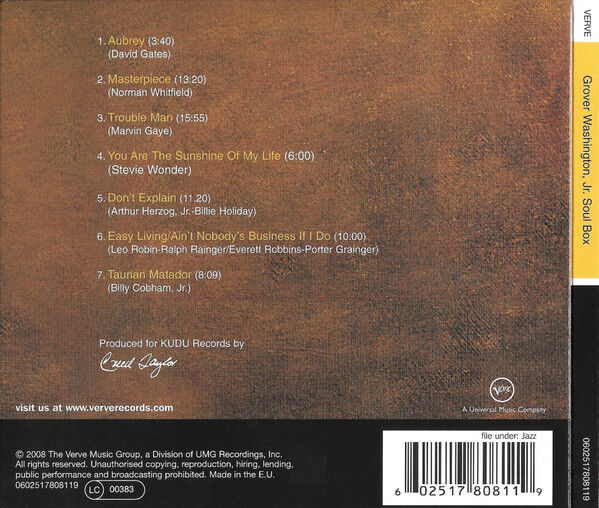 GROVER WASHINGTON, JR. – SOUL BOX (2008) - CD DIGIPAK AMBALAJINDA SIFIR