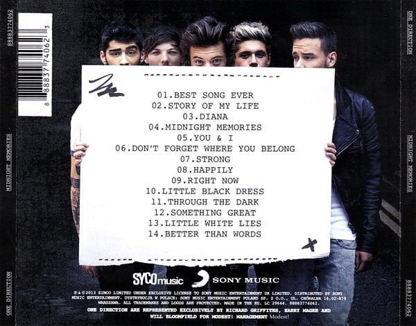 ONE DIRECTION – MIDNIGHT MEMORIES (2013) - CD JEWEL CASE SIFIR