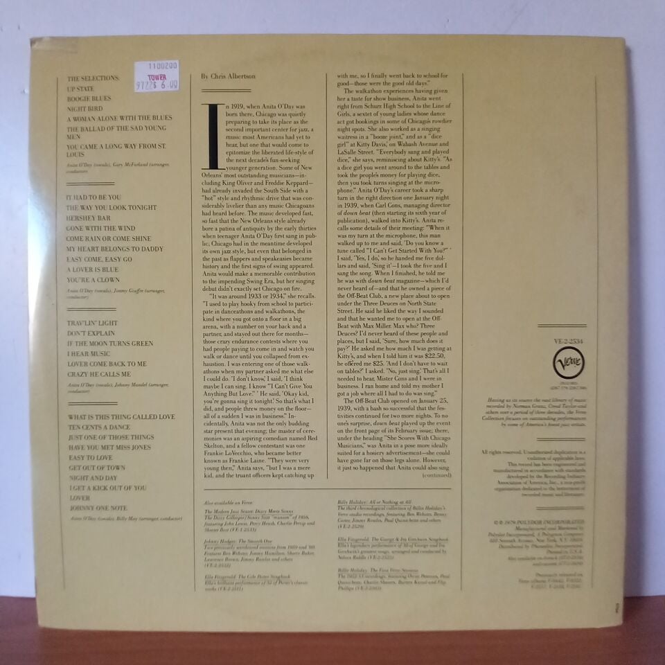 ANITA O'DAY – THE BIG BAND SESSIONS (1979) - 2LP 2.EL PLAK