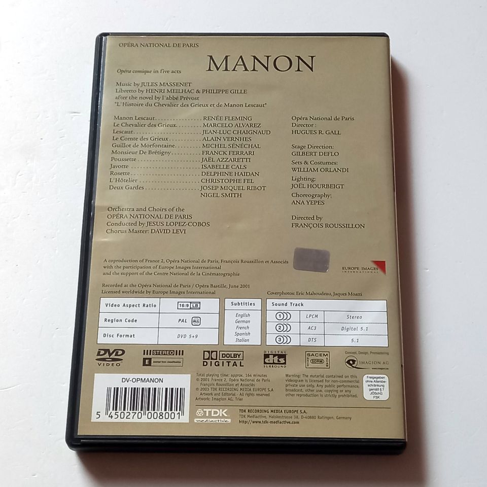 JULES MASSENET - MANON - RENEE ALVAREZ, MARCELO ALVAREZ - OPERA NATIONAL DE PARIS, KOND.: JESUS LOPEZ COBOS - DVD 2 DİSK 2.EL