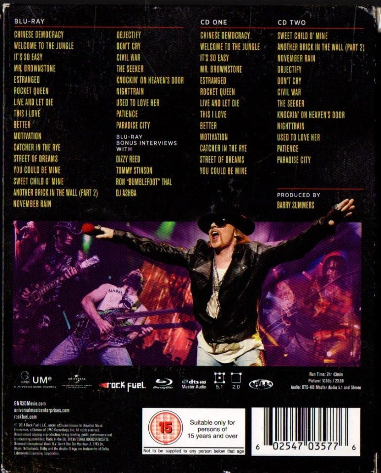 GUNS N' ROSES – APPETITE FOR DEMOCRACY 3D (2012) - 2xCD + 3D BLU-RAY BOX 2.EL