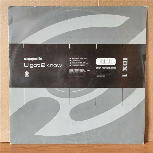CAPPELLLA - U GOT 2 KNOW (1993) - 12'' 33RPM MAXI SINGLE 2.EL PLAK