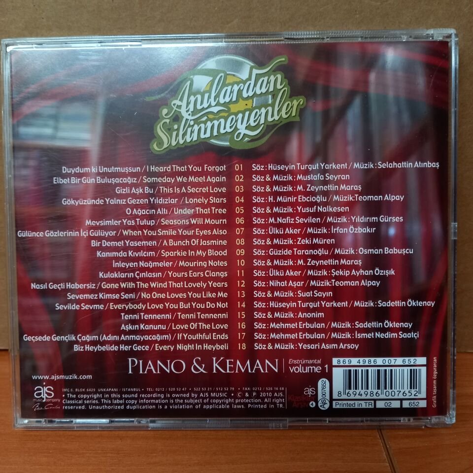 ANILARDAN SİLİNMEYENLER - TÜRK FİLMLERİNİN UNUTULMAZ ŞARKILARI (2010) - CD 2.EL