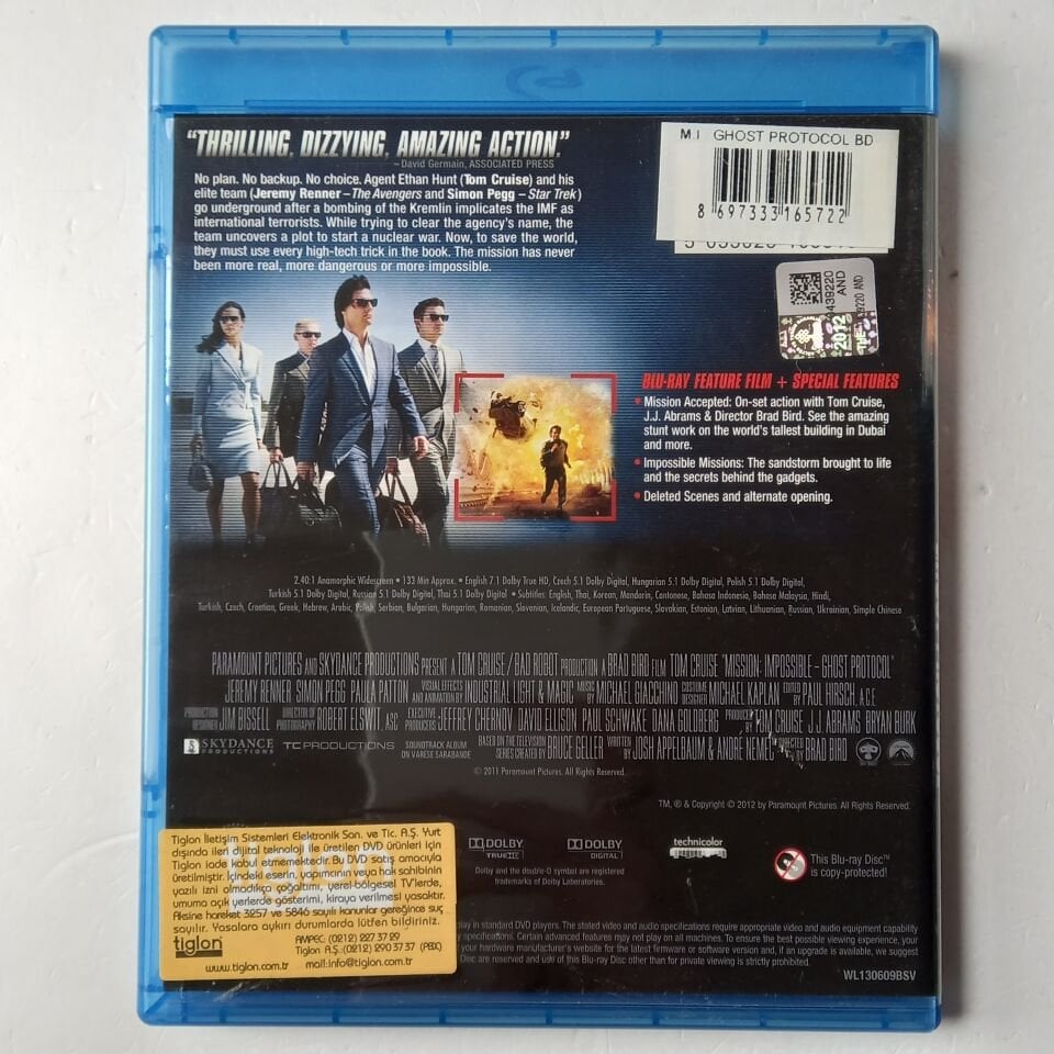 MISSION IMPOSSIBLE: GHOST PROTOCOL - TOM CRUISE - BLU-RAY 2.EL