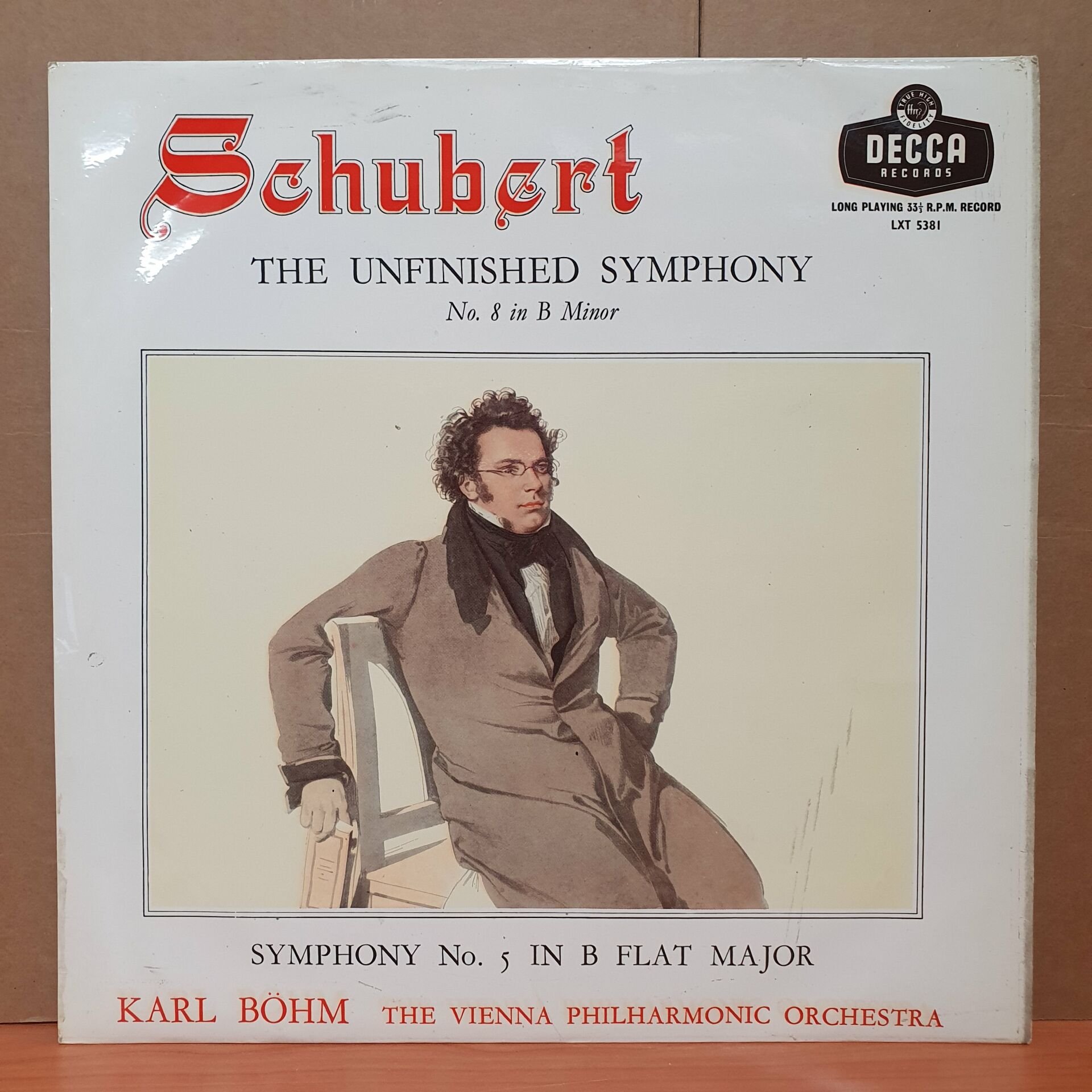 SCHUBERT: THE UNFINISHED SYMPHONY NO.8 IN B MINOR, SYMPHONY NO.5 IN B FLAT MAJOR / KARL BÖHM, THE VIENNA PHILHARMONIC ORCHESTRA (1957) - LP 2.EL PLAK