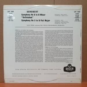 SCHUBERT: THE UNFINISHED SYMPHONY NO.8 IN B MINOR, SYMPHONY NO.5 IN B FLAT MAJOR / KARL BÖHM, THE VIENNA PHILHARMONIC ORCHESTRA (1957) - LP 2.EL PLAK