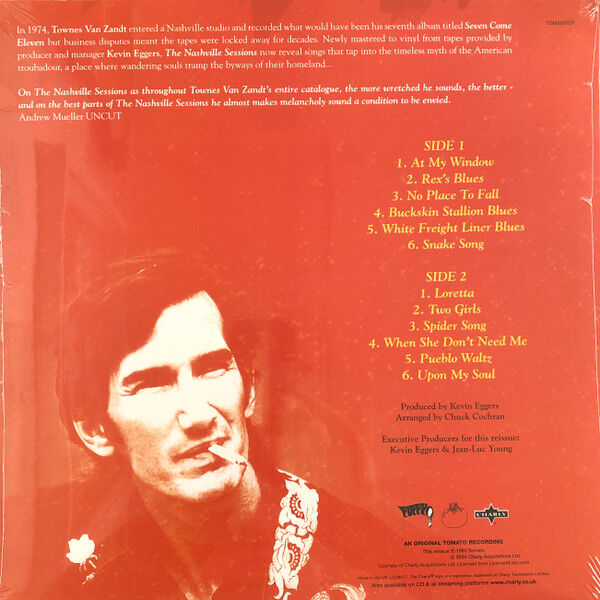 TOWNES VAN ZANDT - THE NASVILLE SESSIONS (1993) - LP 2024 RED COLOURED EDITION SIFIR PLAK