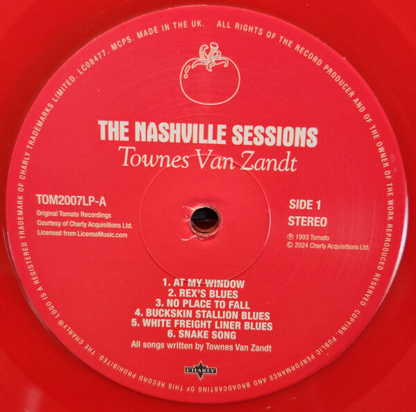 TOWNES VAN ZANDT - THE NASVILLE SESSIONS (1993) - LP 2024 RED COLOURED EDITION SIFIR PLAK