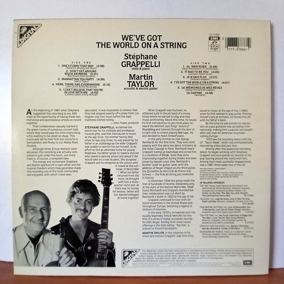 STEPHANE GRAPPELLI & MARTIN TAYLOR – WE'VE GOT THE WORLD ON A STRING (1982) - LP 2.EL PLAK