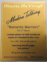 MODERN TALKING - ROMANTIC WARRIORS /5TH ALBUM (1987) - LP 180GR BLUE COLOURED 2021 EDITION SIFIR PLAK