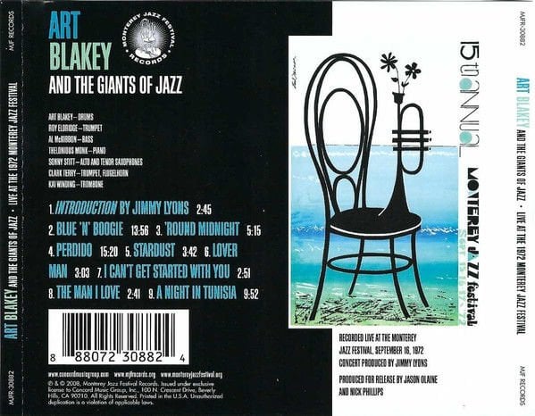 ART BLAKEY AND THE GIANTS OF JAZZ ‎– LIVE AT THE 1972 MONTEREY JAZZ FESTIVAL (2008) - CD AMBALAJINDA SIFIR