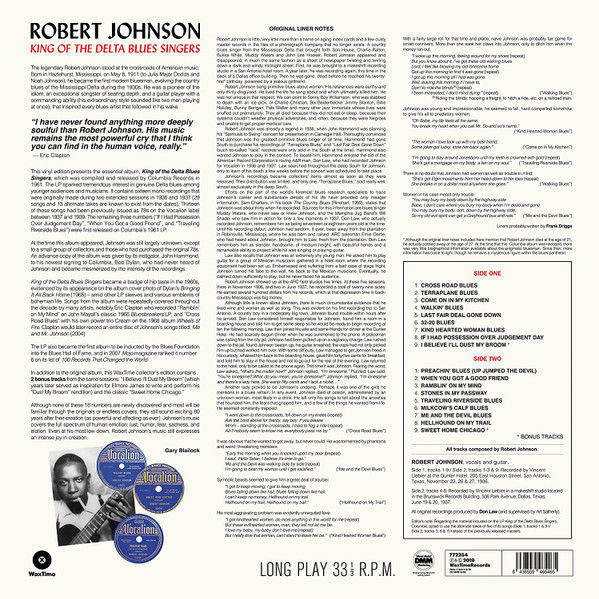 ROBERT JOHNSON - KING OF THE DELTA BLUES SINGERS - LP 180GR 2019 MONO EDITION SIFIR PLAK