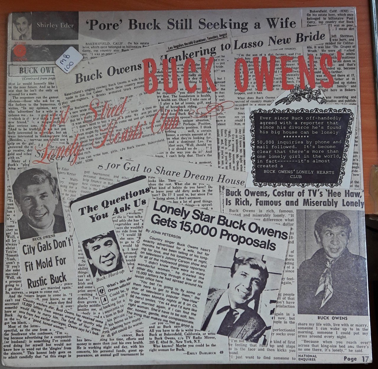 BUCK OWENS - 41st STREET LONELY HEARTS' CLUB (1975) - DÖNEM BASKISI PLAK SIFIR