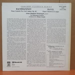 RAVEL: PIANO CONCERTO IN G MAJOR / RACHMANINOV: PIANO CONCERTO NO.4 IN G MINOR / MICHELANGELI PHILHARMONIA ORCHESTRA, ETTORE GRACIS (1974) - LP 2.EL PLAK