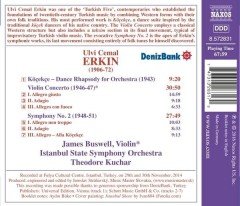 ULVİ CEMAL ERKİN - SYMPHONY NO.2 / JAMES BUSWELL, VIOLIN / ISTANBUL STATE SYMPHONY ORCHESTRA (2016) NAXOS CD SIFIR
