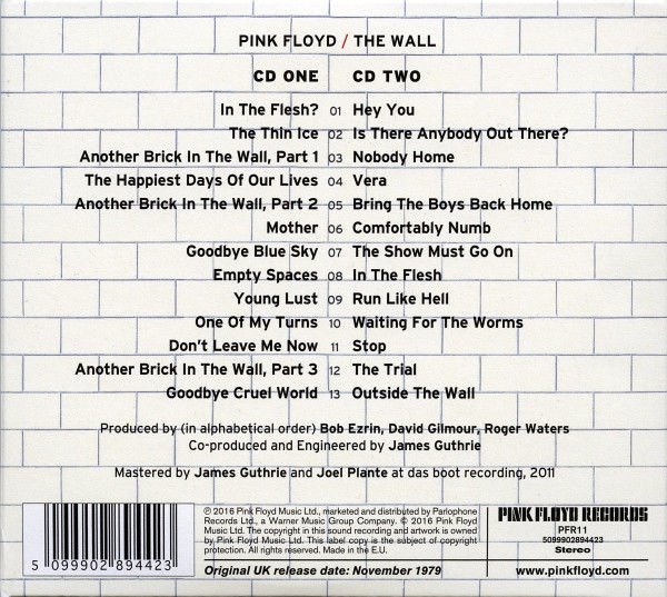 PINK FLOYD – THE WALL (1979) - 2CD REMASTERED 2016 REISSUE DIGISLEEVE AMBALAJINDA SIFIR