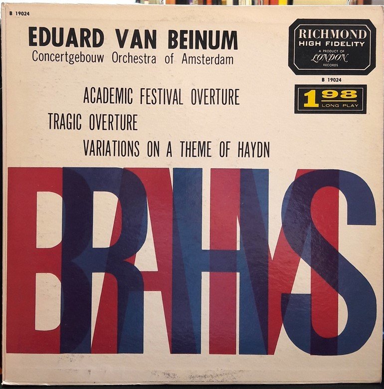 BRAHMS: ACADEMIC FESTIVAL OVERTURE, TRAGIC OVERTURE, EDUARD VAN BEINUM - PLAK 2.EL