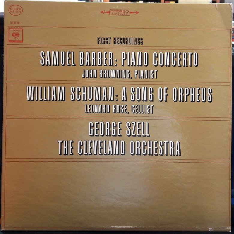 BARBER: PIANO CONCERTO, SCHUMAN: A SONG OF ORPHEUS, GEORGE SZELL - PLAK 2.EL
