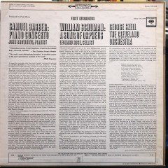 BARBER: PIANO CONCERTO, SCHUMAN: A SONG OF ORPHEUS, GEORGE SZELL - PLAK 2.EL