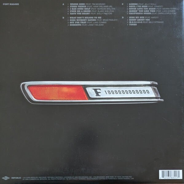 POST MALONE - F-1 TRILLION (2024) - 2LP CONTEMPORARY COUNTRY ROCK SIFIR PLAK
