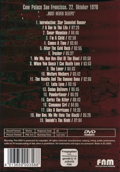 NEIL YOUNG & CRAZY HORSE – LIVE - RUST NEVER SLEEPS - DVD 2.EL