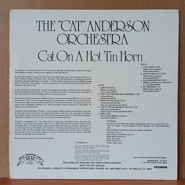 THE ''CAT'' ANDERSON ORCHESTRA – CAT ON A HOT TIN HORN - LP 2.EL PLAK