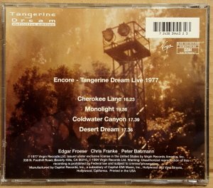 TANGERINE DREAM – ENCORE / LIVE (1977) - CD 2.EL