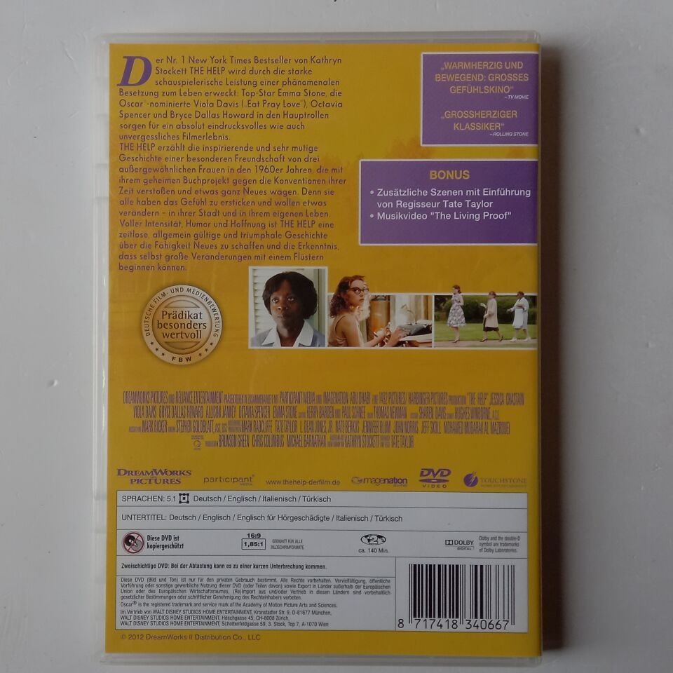 THE HELP - EMMA STONE - VIOLA DAVIS - JESSICA CHASTAIN -  DVD 2.EL