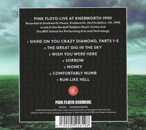 PINK FLOYD - LIVE AT KNEBWORTH 1990 (2021) - CD SIFIR DIGIPAK