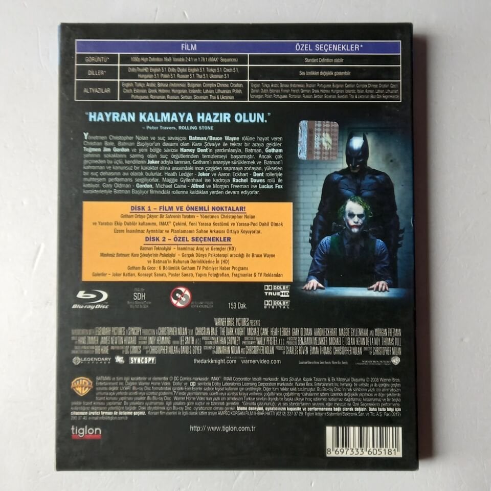 THE DARK KNIGHT - CHRISTIAN BALE, HEATH LEDGER, GARY OLDMAN - 2 DİSK BLU-RAY 2.EL