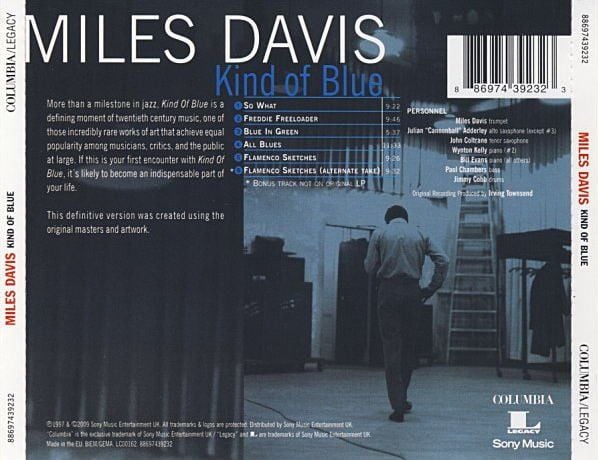 MILES DAVIS - KIND OF BLUE (1959) - CD REMASTERED 2009 REISSUE JEWEL CASE AMBALAJINDA SIFIR