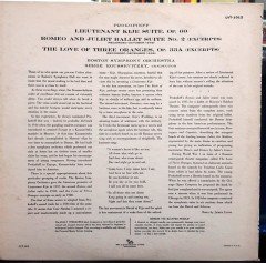 PROKOFIEV: LIEUTENANT KIJE, ROMEO AND JULIET, BOSTON SYMPHONY, KOUSSEVITZKY - PLAK 2.EL