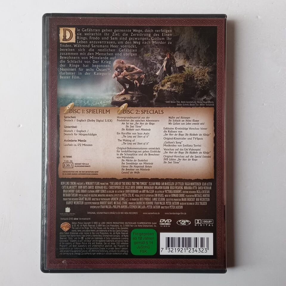 DER HERR DER RINGE: DIE ZWEI TÜRME - YÜZÜKLERİN EFENDİSİ: İKİ KULE - 2DVD 2.EL