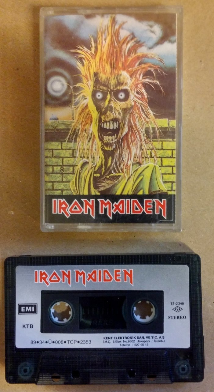 IRON MAIDEN SAME TITLE (1980) DEBUT CASSETTE 1989 MADE IN TURKEY PAPER LABEL YELLOW BANDEROLE ''USED''