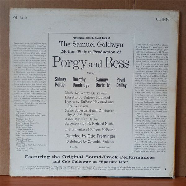 PORGY AND BESS SOUNDTRACK / SAMUEL GOLDWYN (1959) - LP 2.EL PLAK