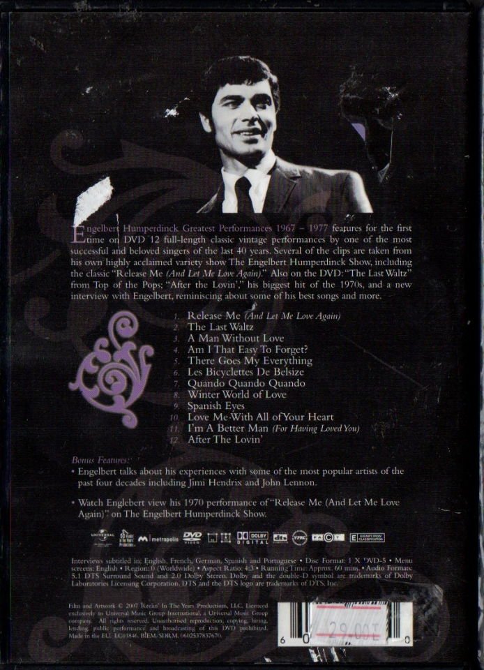 ENGELBERT HUMPERDINCK – GREATEST PERFORMANCES 1967-1977 - DVD 2.EL