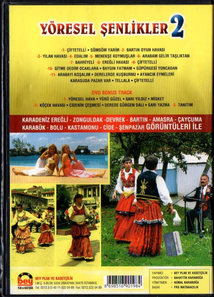 YÖRESEL ŞENLİKLER 2 - GRUP YAĞMUR, ŞEVKET DOĞAN, SARIGÜL ROMANLARI, BOLU EKİBİ, ŞEN KARDEŞLER,.. - DVD 2.EL