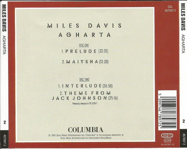 MILES DAVIS – AGHARTA (1991) - 2CD REMASTERED REISSUE FAT BOX AMBALAJINDA SIFIR