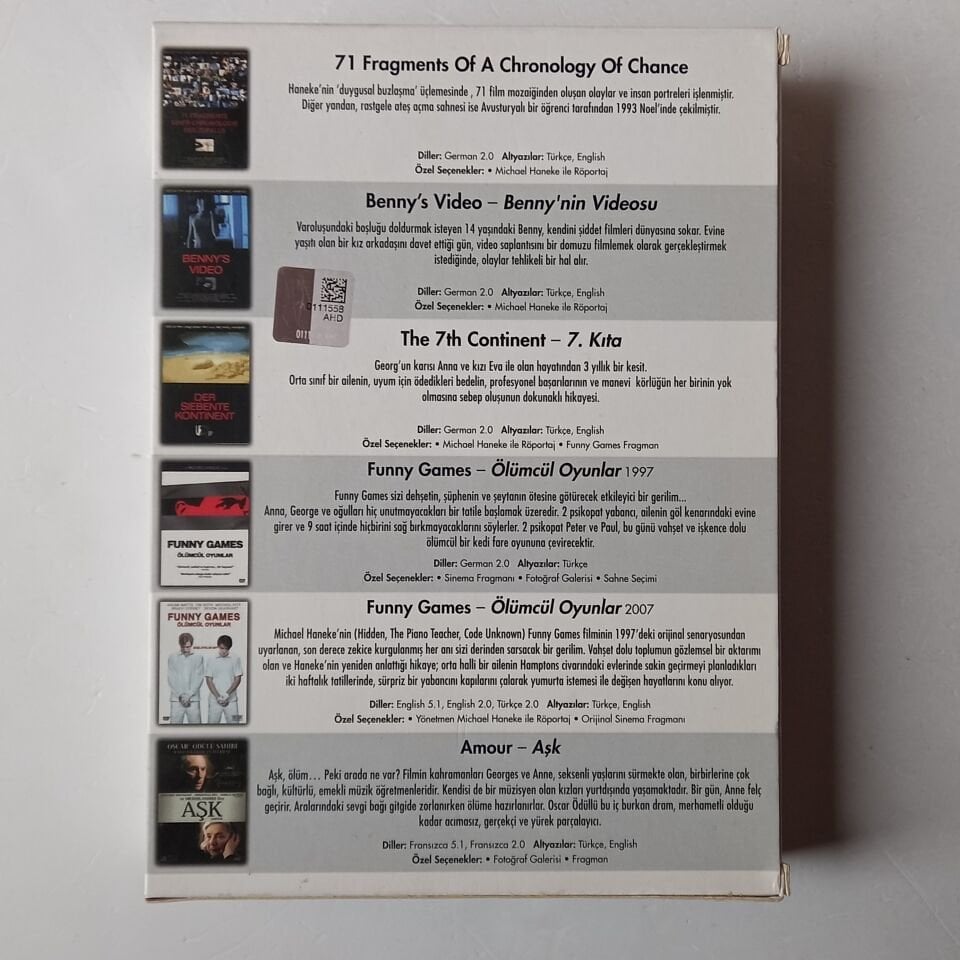 MICHAEL HANEKE COLLECTION - BENNY\'S VIDEO - THE 7TH CONTINENT - FUNNY GAMES - AMOUR - 71 FRAGMENTS OF A CHRONOLOGY OF CHANCE - 6DVD 2.EL