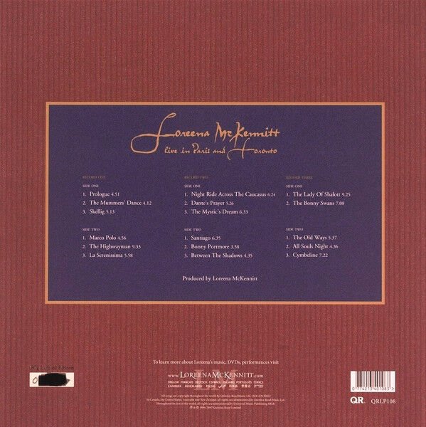 LOREENA MCKENNITT – LIVE IN PARIS AND TORONTO (1999) - 3LP 2017  REISSUE LIMITED EDITION NUMBERED 180GR SIFIR PLAK