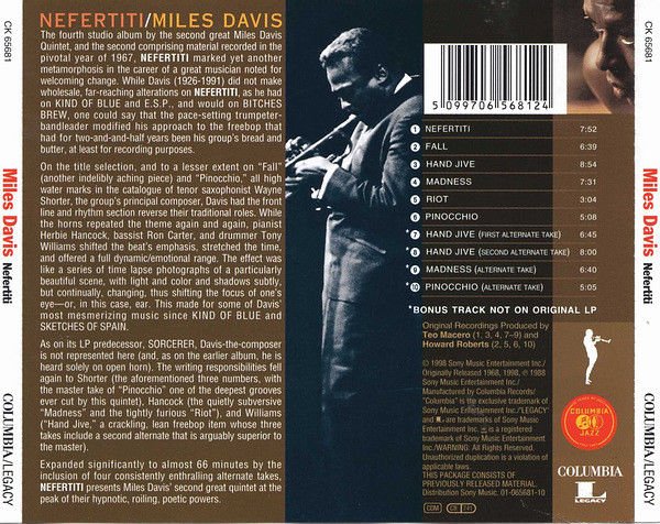 MILES DAVIS – NEFERTITI (1968) - CD REMASTERED 1998 REISSUE JEWEL CASE AMBALAJINDA SIFIR