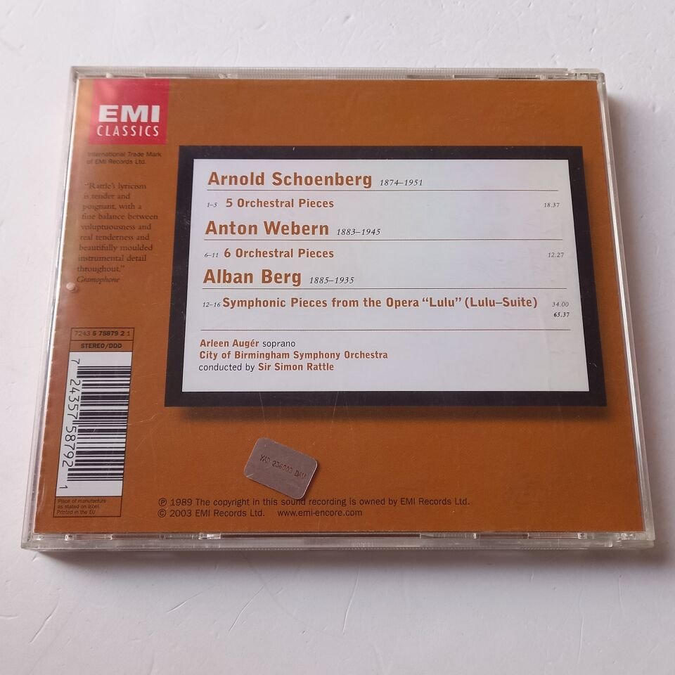 SCHOENBERG, WEBERN, BERG: ORCHESTRAL WORKS  - CITY OF BIRMINGHAM SYMPHONY ORCHESTRA, SIMON RATTLE (2003) - CD 2.EL